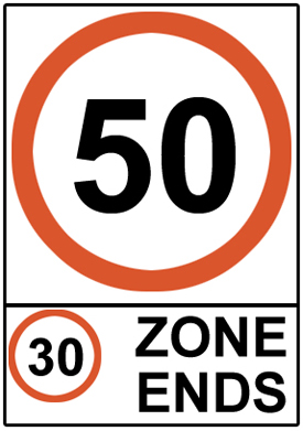 End of 30 Km/h Zone